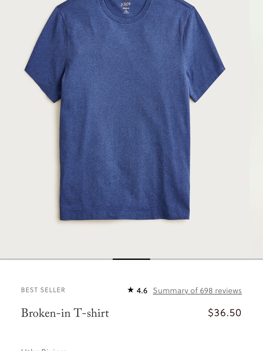 J. Crew Men’s Broken-In Crewneck T-Shirt — Heathered Navy